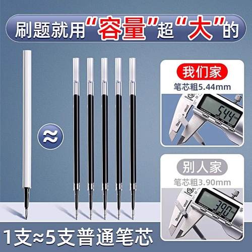 晨光ST笔头按动笔芯黑0.5mm学生刷题笔芯白杆速干中性笔替芯2671 - 图0