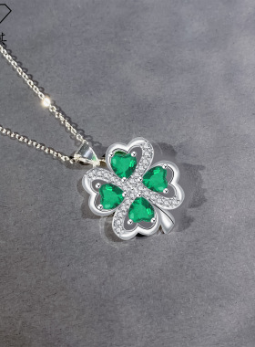 卡漫其跨境新品四叶草项链女个性设计感饰品亚马逊希音tk爆款