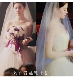 Варли невеста главное свадебное платье Длиное трейлер хвост вуаль белый шампанский голов украшения супер сказочный формат свадебное фото Panton