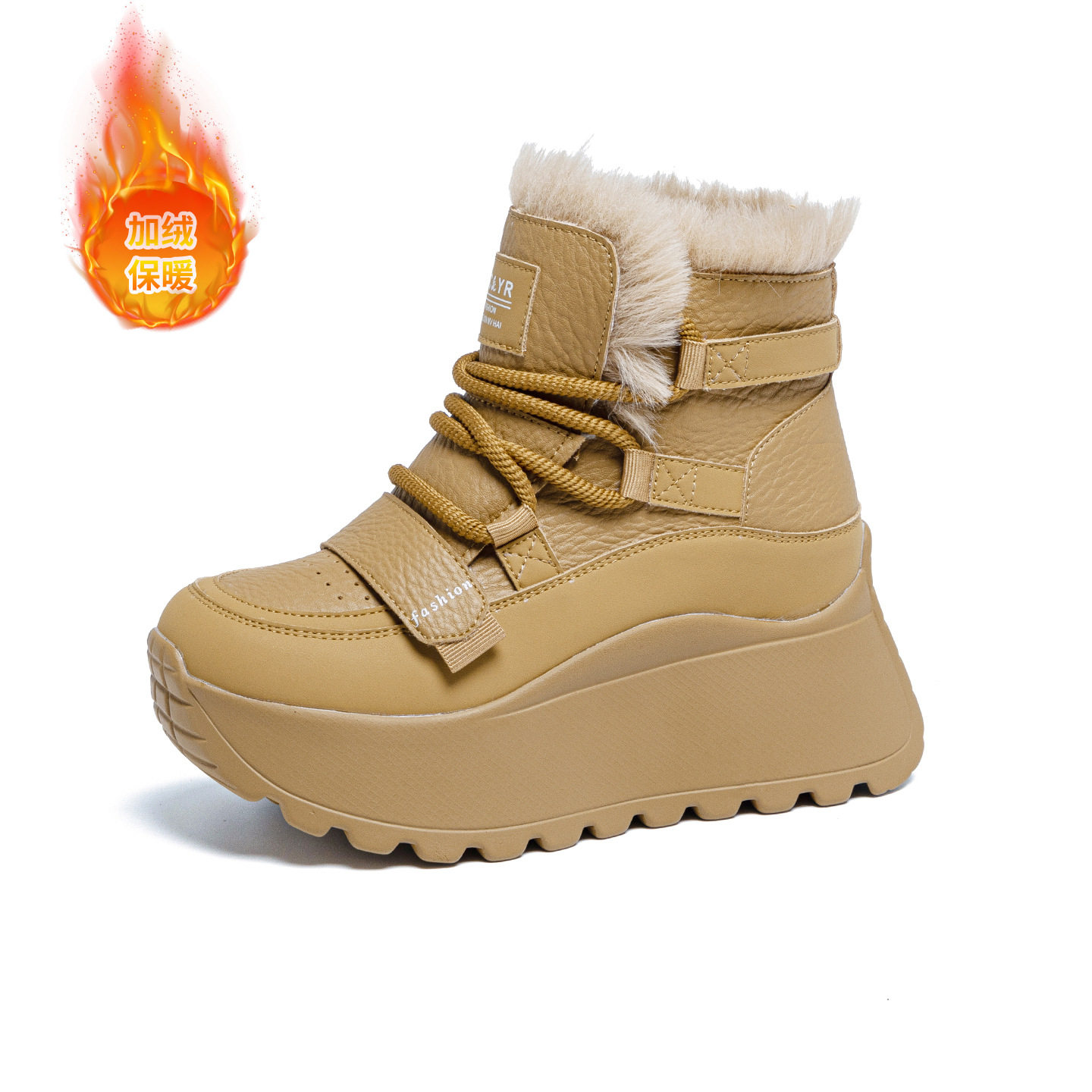 【单/棉】8cm小个子高帮厚底老爹鞋女2025秋冬百搭增高休闲运动鞋,淘宝优惠券,粉丝福利购,淘宝优惠卷