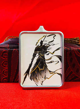 二郎神手绘描金饰品吊坠银色挂件