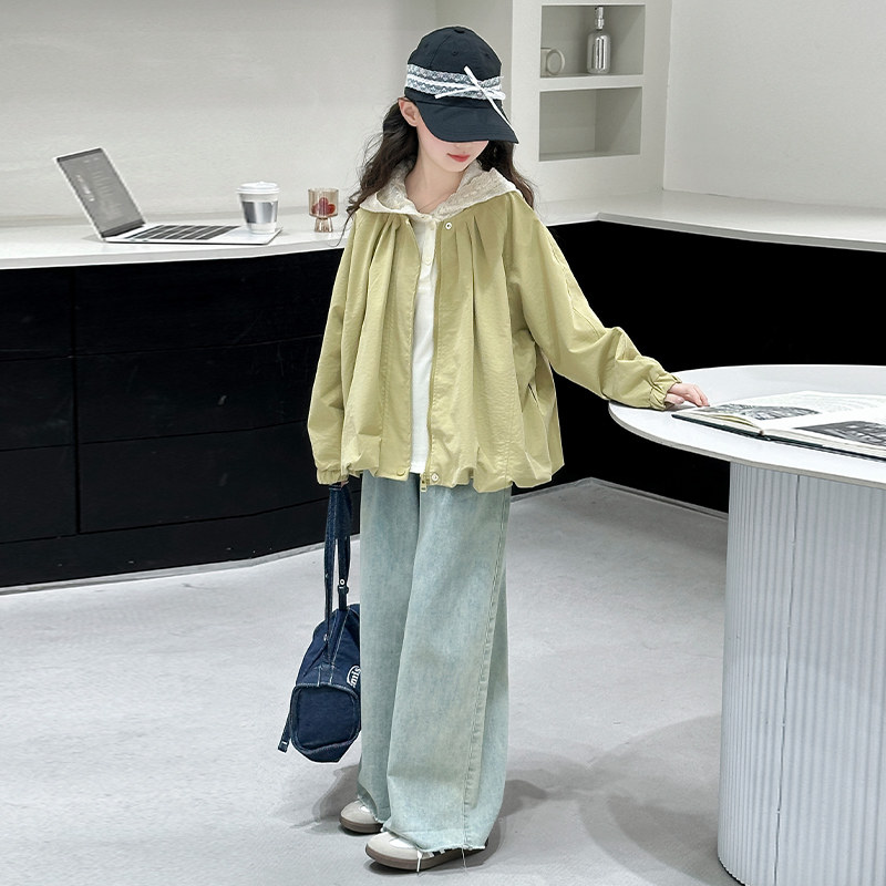 女童风衣外套2026春秋季新款女孩蕾丝卫衣夹克两件套女孩韩版上衣,淘宝优惠券,粉丝福利购,淘宝优惠卷