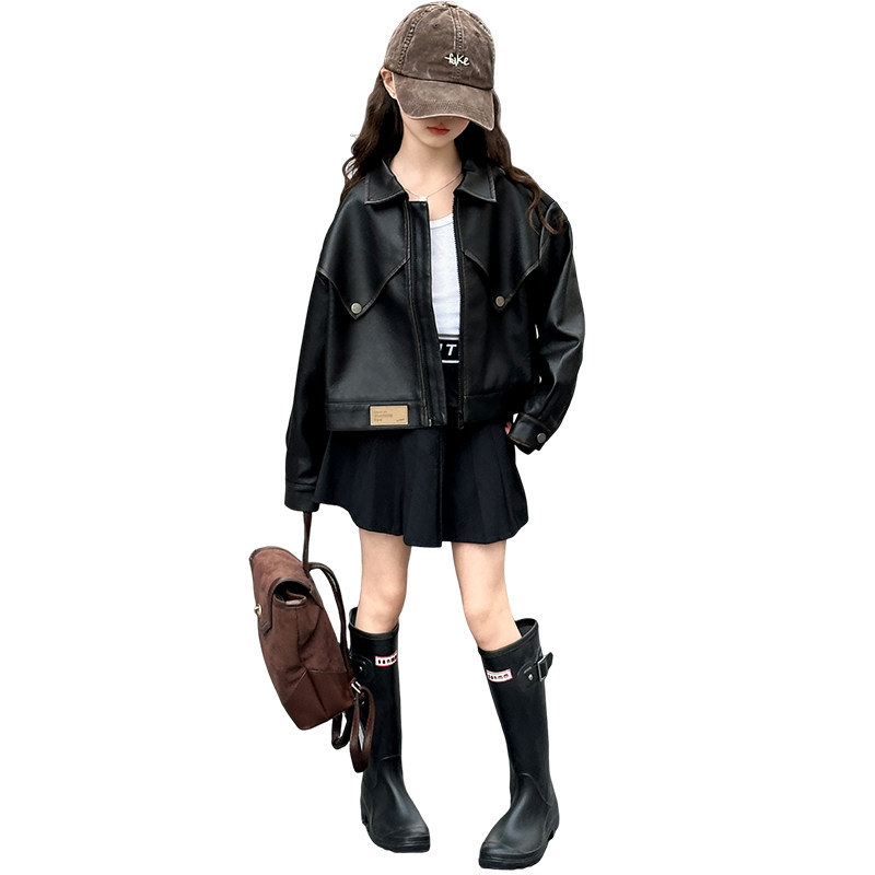 女童皮衣外套2025新款春秋装儿童洋气时髦中大童女孩休闲夹克上衣,淘宝优惠券,粉丝福利购,淘宝优惠卷