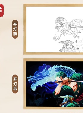 索隆周边灯光画海贼王发光手办二次元动漫电竞房间装饰氛围小夜灯