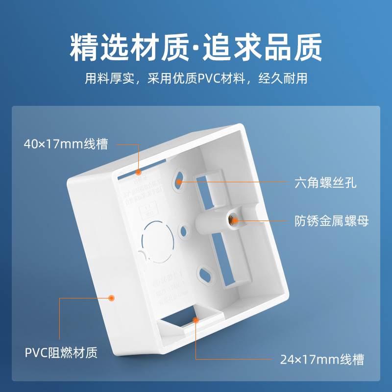 加厚86型开关插座底座接线盒通用底盒明线盒明装下线明盒布线盒-图1