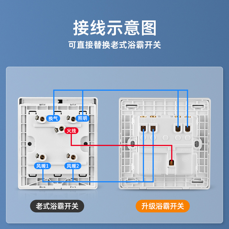 浴霸开关四开86型卫生间浴室五开五合一风暖暖风机4开5开控制面板 - 图3