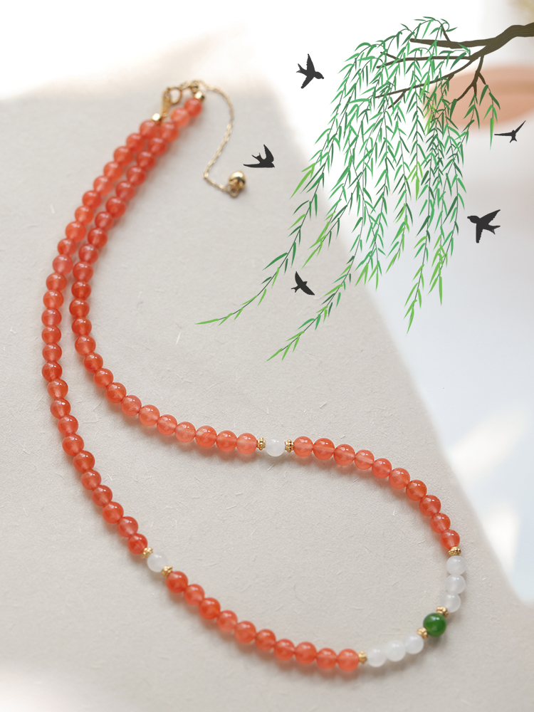 【春天里】鲜嫩樱桃红 南红设计款 基础款项链  珠串手串红绳女 - 图0