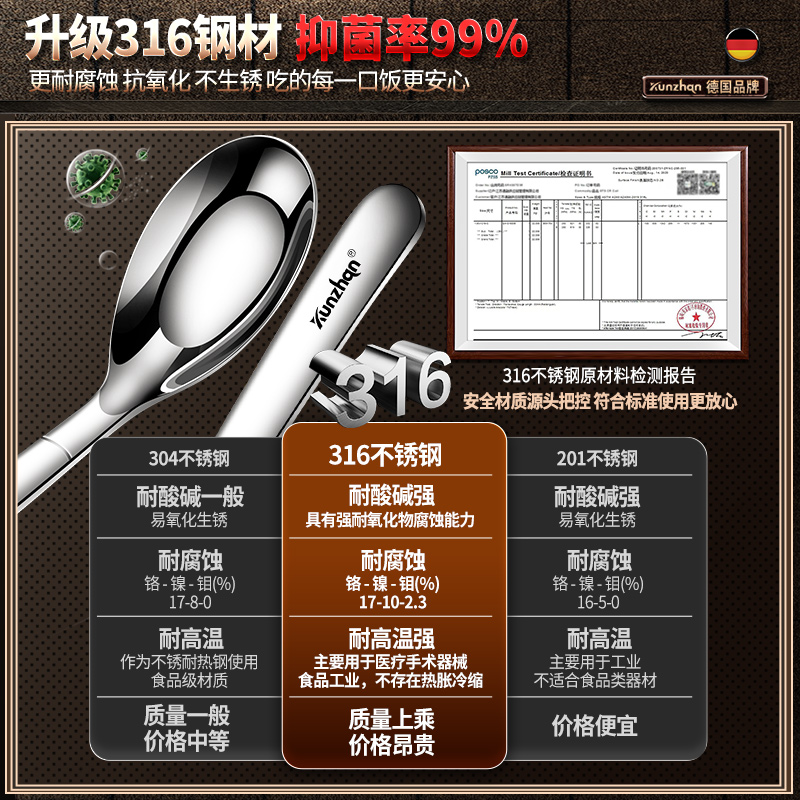 316不锈钢勺子儿童吃饭家用高档精致汤匙调羹加深平底汤勺成人勺