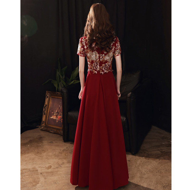 旗袍新娘2020新款酒红色秋季敬酒服 沐奢礼服/晚装