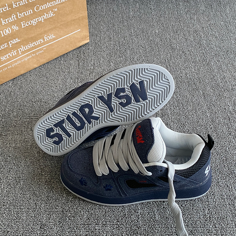 港风复古深蓝色面包鞋男ins潮2026春季新款情侣百搭运动休闲板鞋,淘宝优惠券,粉丝福利购,淘宝优惠卷