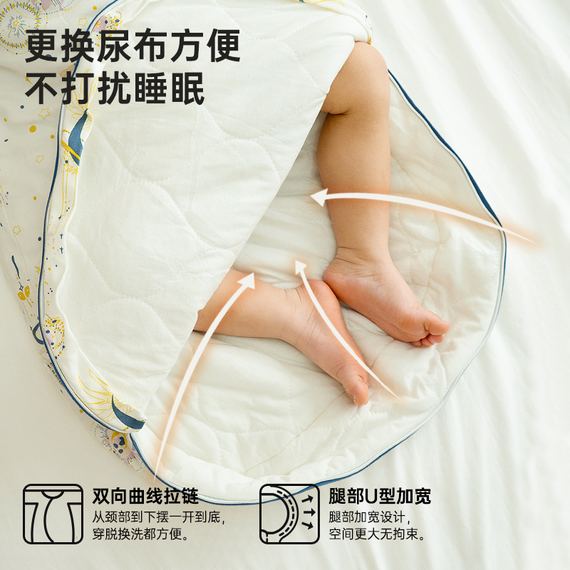 思萌婴幼儿大空间睡袋宝宝一体式春秋薄款防踢被神器纯棉四季通用