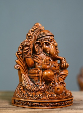 黄杨木雕刻仿古做旧泰国象鼻神家居玄关摆件摆饰木质雕刻工艺品