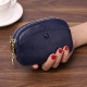Hand coin purse double layer female keychain simple Korean style small bag mom cute coin bag soft leather