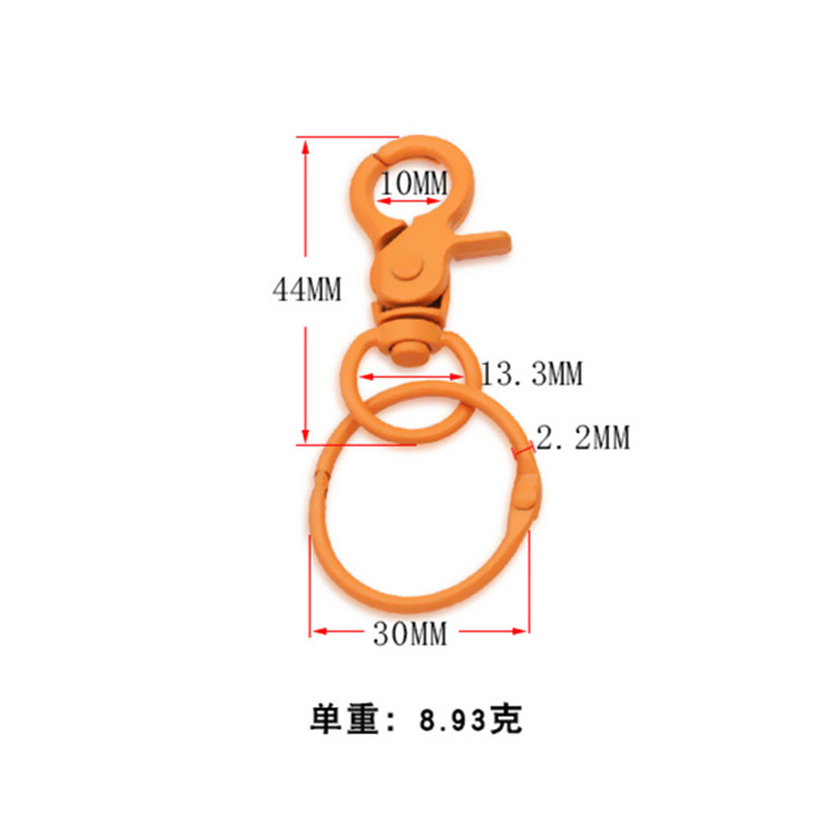 彩色钥匙圈狗扣勾扣五金箱包扣合金宠物龙虾扣加卡圈钥匙扣书圈 - 图2