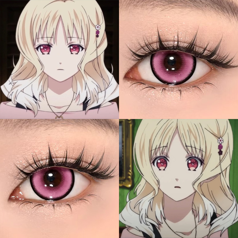 小森唯COS美瞳魔鬼恋人樱岛祈亚里亚粉色星云千本樱显色超能粉AH - 图3