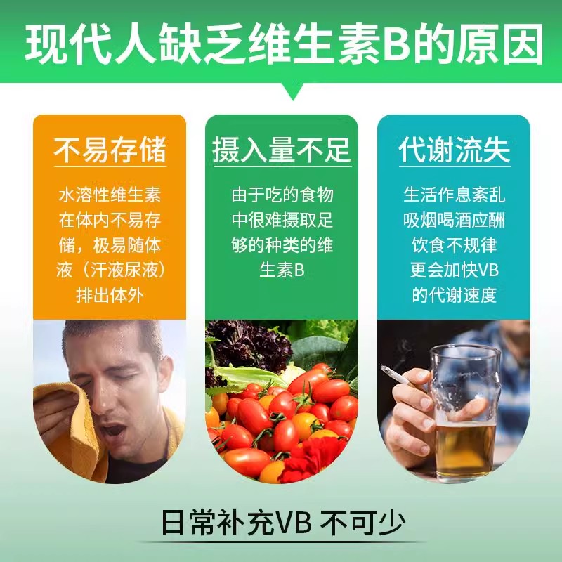 清博士牌多种b族维生素片dk咀嚼片成人vb12b2b6男女性熬夜脱发xl - 图0