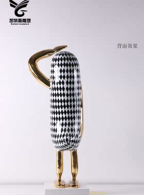 抽象雕塑摆件现代电镀工艺品样板房树脂艺术品户外售楼处家居饰品
