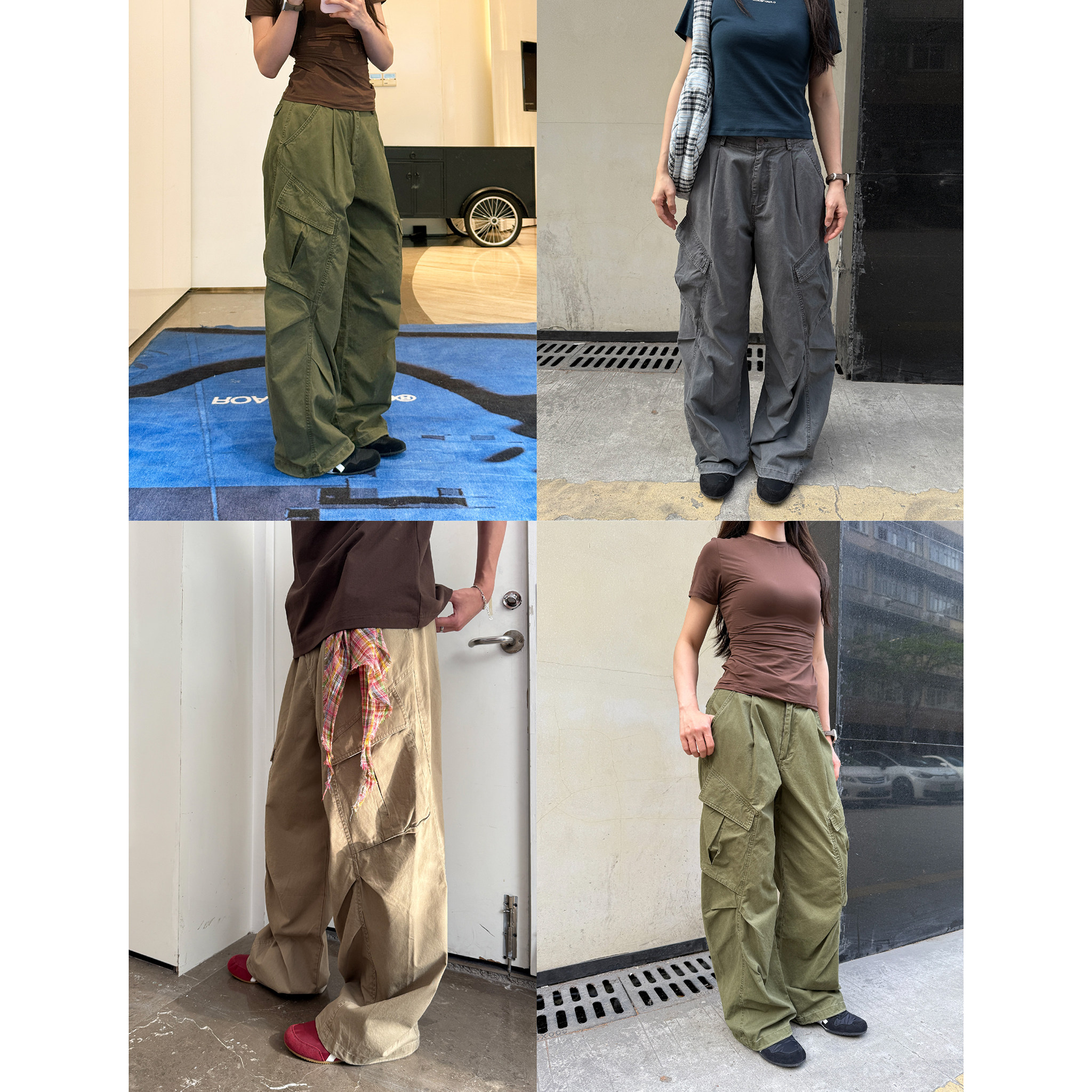 roaringwild a arch 咆哮野兽 宽松裤子美式工装裤伞兵裤军绿色男 - 图3