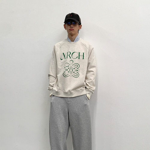 roaringwild a arch 咆哮野兽 圆领宽松印花毛圈上衣纯棉男士卫衣 - 图3