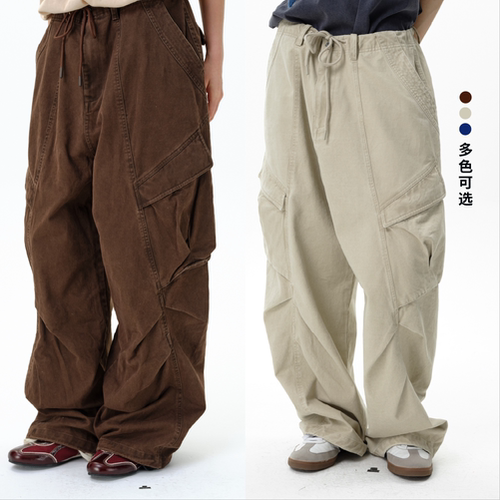 roaringwild a arch 咆哮野兽 水洗廓形宽松弯刀工装裤男休闲长裤 - 图0