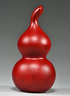 红色木质雕刻葫芦摆件木葫芦家居客厅装饰店铺工艺品新居乔迁送礼