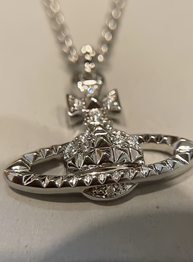 土星链条项链铆钉朋克土星项链满钻小众吊坠爆款