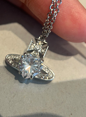 白色爱心钻土星项链耳钉ARIELLA经典满钻星球吊坠耳饰