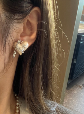 精工爱心别针珍珠手链金色银色桃心耳钉小众时髦手饰耳饰