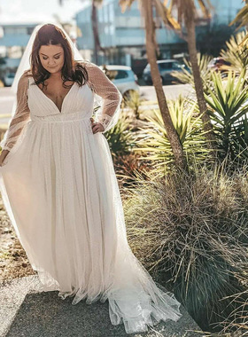 Women's long sheer long sleeved mesh long dress  白色连衣裙