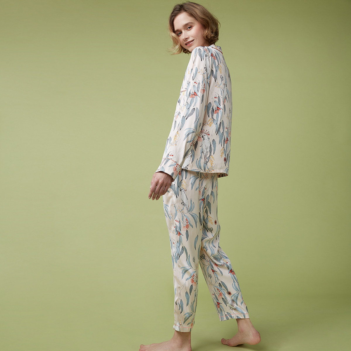 pjm新款春秋款冰丝高级感长袖睡衣 PJM睡衣/家居服套装