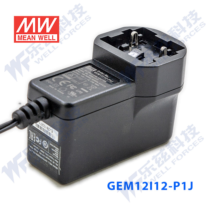 GEM12I12-P1J 12W 12V 1A输出明纬环保可换插头医疗电源适配器 - 图1