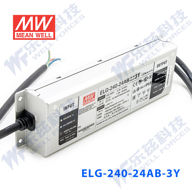 明纬24V LED电源240W ELG-240-24-A/B/AB/DA/D2+3芯进线铝壳防水 - 图1