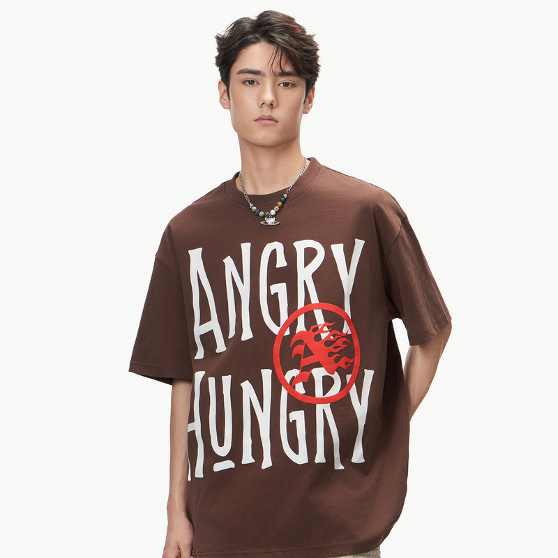 [inxx street]ANGRY HUNGRY潮牌24夏新品宽松印花圆领短袖T恤情况-图1