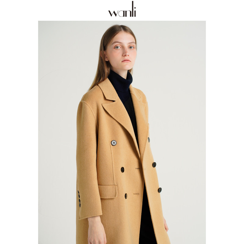 万丽(服饰)双面呢羊绒中长款大衣 万丽服饰毛呢外套