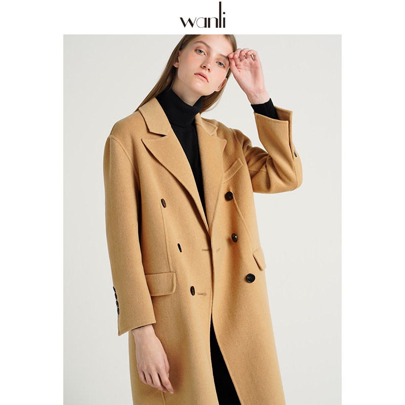 万丽(服饰)双面呢羊绒中长款大衣 万丽服饰毛呢外套