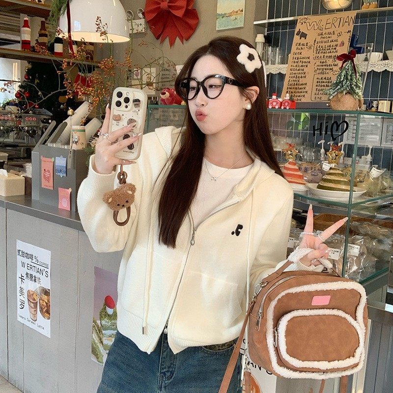 秋冬新款连帽卫衣温柔韩系针织衫休闲简约百搭显瘦优质毛衣女,淘宝优惠券,粉丝福利购,淘宝优惠卷