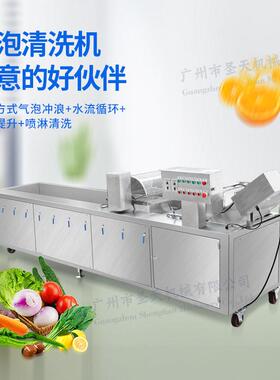 广州圣天4.2米大型全自动臭氧循环水气泡果蔬洗菜机排骨清洗机