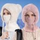 Cold-proof hat - 40 degrees below zero for women riding electric bikes, warm cotton hat, mask, neck scarf, one-piece Northeast cold-proof equipment