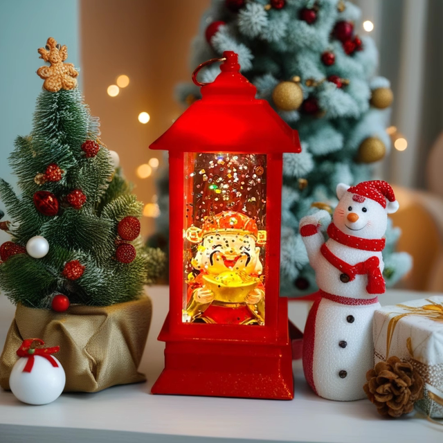 God of Wealth New Year's retro ornaments gazebo night light will shine creative atmosphere lights as gifts for family and elders