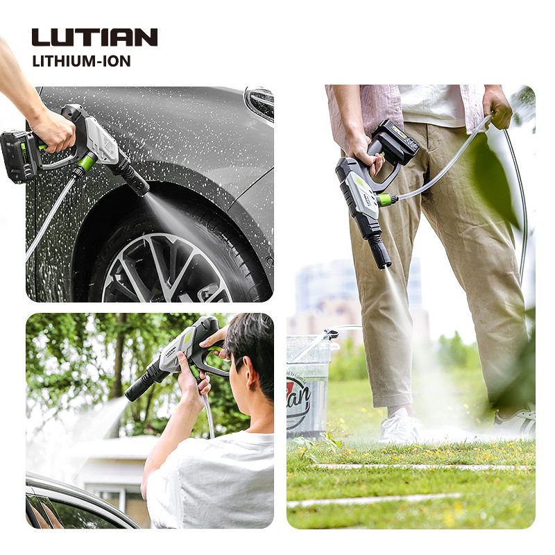 绿田无线洗车机家用锂电池高压水枪手持便捷充电刷车水泵沙漠之鹰 - 图0