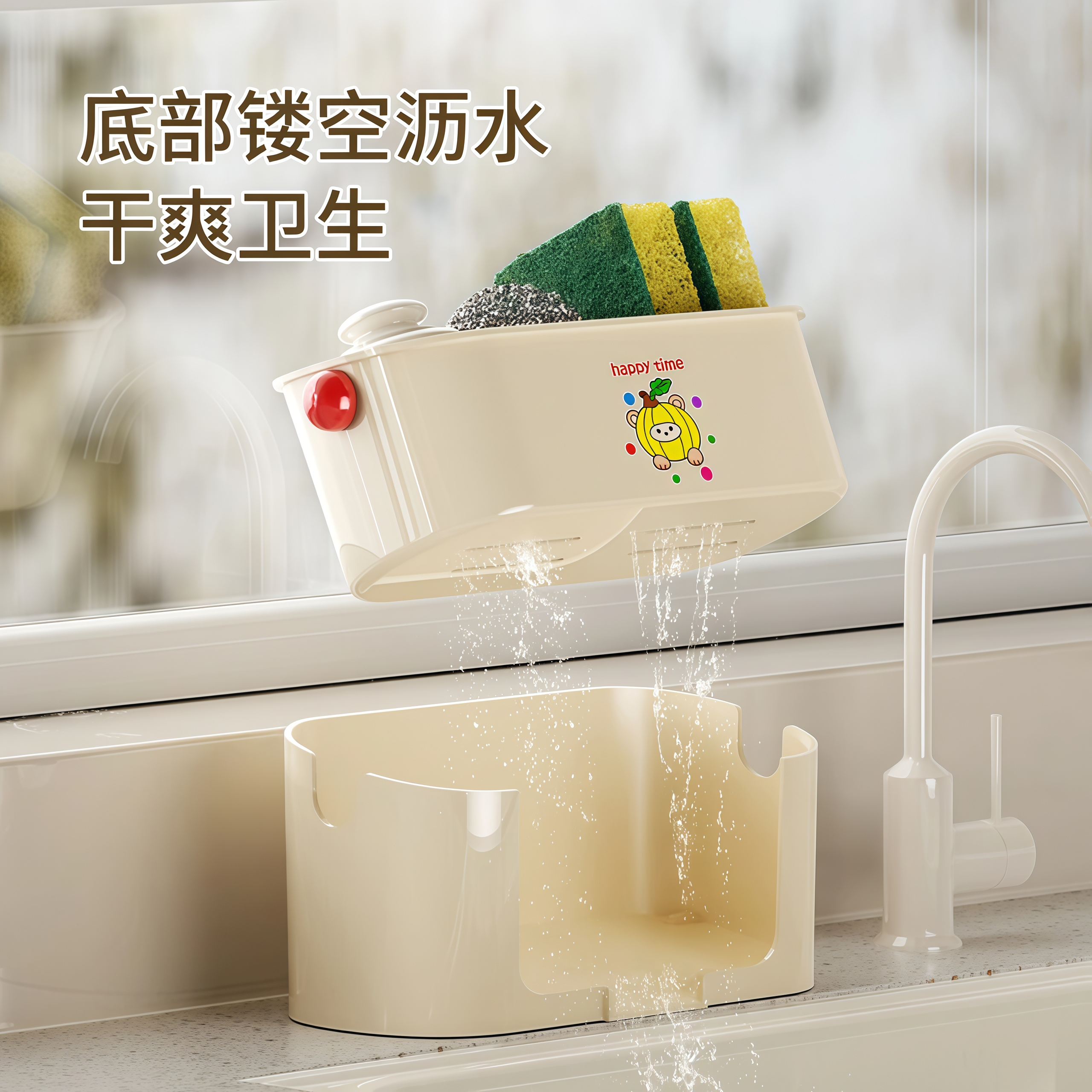 水槽沥水置物架厨房海绵抹布沥水架碗架台面大容量抹布洗碗收纳架