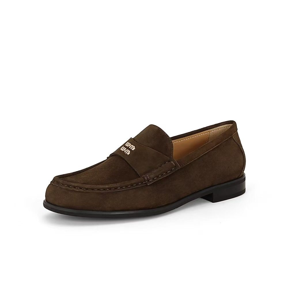 2026早春新款真皮复古反绒皮乐福鞋女平底一脚蹬懒人鞋百搭小皮鞋,淘宝优惠券,粉丝福利购,淘宝优惠卷