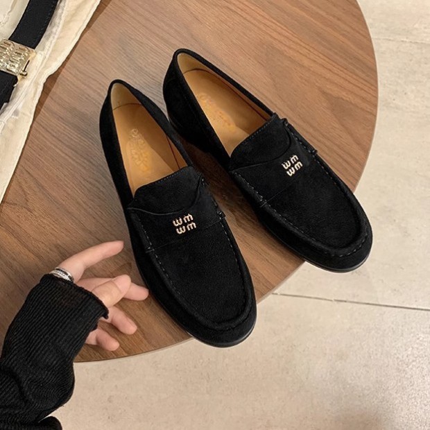 2026早春新款真皮复古反绒皮乐福鞋女平底一脚蹬懒人鞋百搭小皮鞋,淘宝优惠券,粉丝福利购,淘宝优惠卷