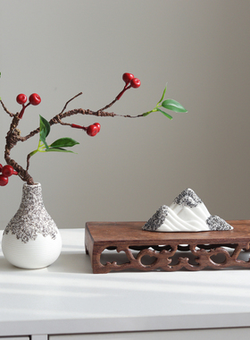 优选新中式禅意摆件家居饰品现代简约客厅博古架书U柜装饰茶室软