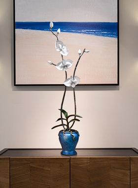 优选《全铜兰花》k铜摆件工艺品新中式家居客厅壁龛装饰玄关花架