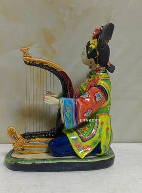 陶瓷弹琴仕女乐器琴行手工礼品