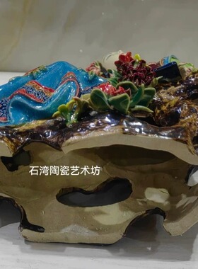 石湾公仔陶瓷中式仕女荷花