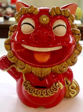 陶瓷招财猫石湾公仔储钱罐中国风