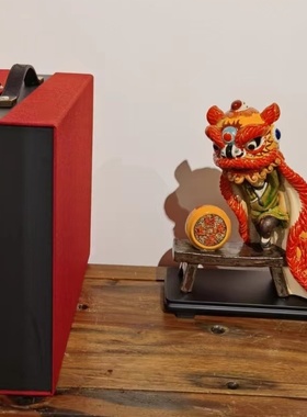 陶瓷醒狮黄飞鸿舞狮子擂台手工件