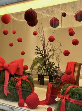 红色毛线球网红拍照布置